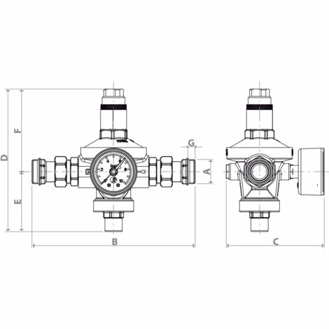 Schrägsitzdruckminderer mit Manometer Giacomini PN25 R153M | 1/2" Schrägsitzdruckminderer Mit Manometer Giacomini PN25 R153M | 1/2" -GIACOMINI shop 18654014 2