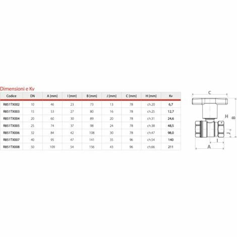 Kugelhahn mit verlängertem T-Griff vollem Durchgang und 2 x Innengewinde Giacomini R851TH | 3/8" Kugelhahn Mit Verlängertem T-Griff Vollem Durchgang Und 2 X Innengewinde Giacomini R851TH | 3/8" -GIACOMINI shop 40495020 2