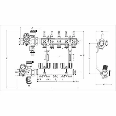 Vormontierter KITR553FK-Verteiler mit Durchflussmesser, 6 Abgänge. Giacomini Vormontierter KITR553FK-Verteiler Mit Durchflussmesser, 6 Abgänge. Giacomini -GIACOMINI shop 57207704 2